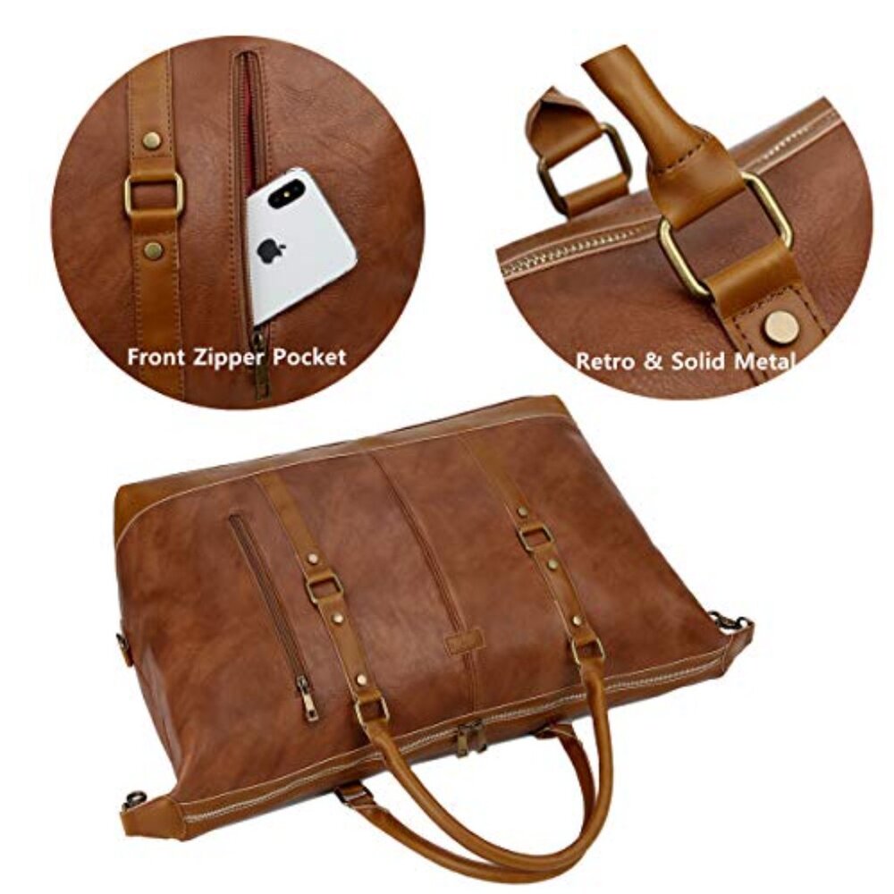 Vegan Leather Travel Duffel Tote Weekender Bag Oversized Carry-On Spacious - Picture 6 of 8